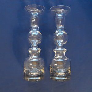 Pair of vintage clear glass Pompadour Vase Candlesticks designed by Nanny Still